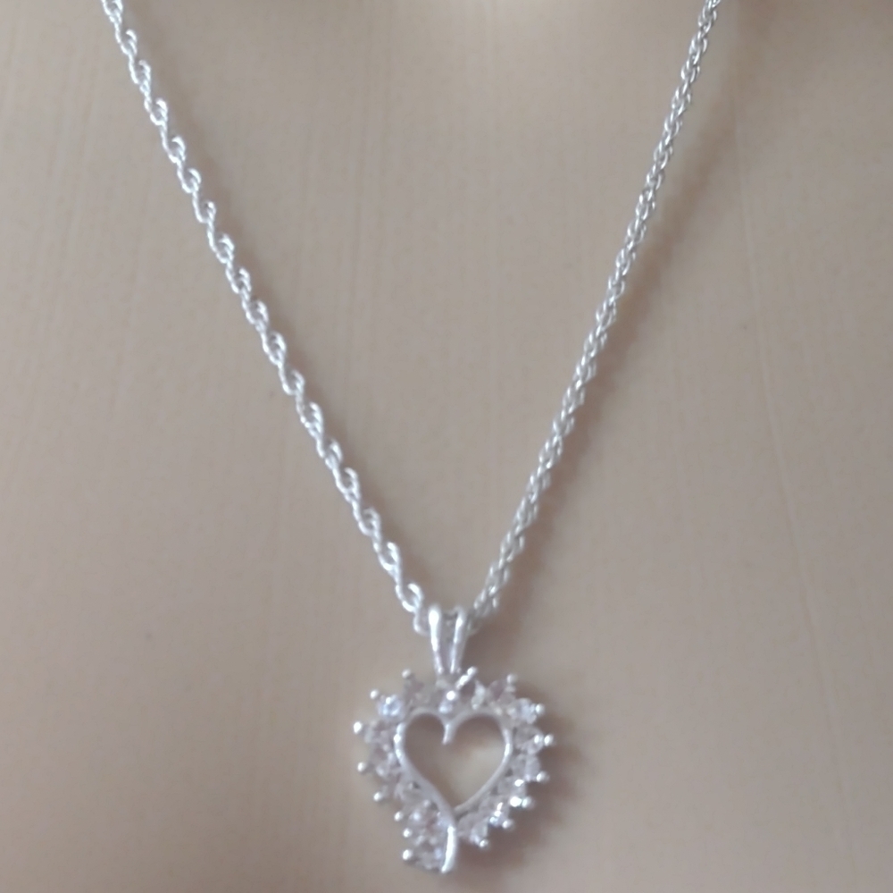 Women's heart rhinestone necklace